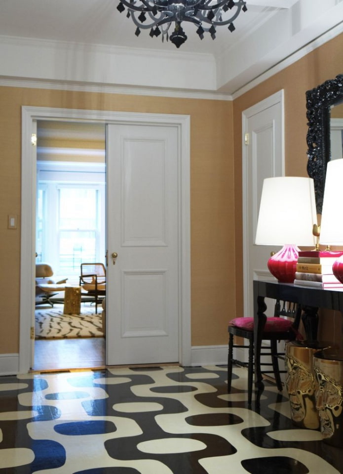 linoleum with abstraction in the interior of the corridor linoleum with abstraction in the interior of the corridor