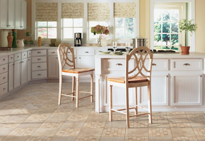 linoleum on the floor in the interior in Provence style linoleum on the floor in the interior in Provence style