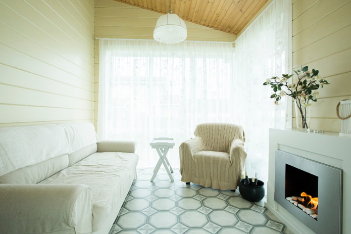 linoleum on the floor in the interior of a country house linoleum on the floor in the interior of a country house