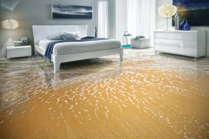 linoleum with a 3D pattern in the interior of the bedroom linoleum with a 3D pattern in the interior of the bedroom