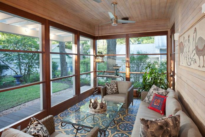 linoleum on the floor in the interior of a country house linoleum on the floor in the interior of a country house