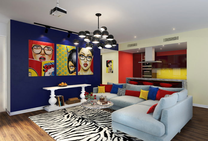 gray-blue sofa in the interior