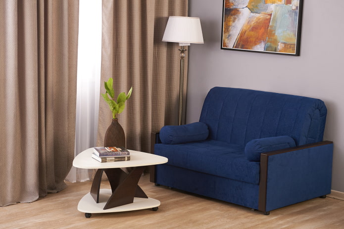 sofa accordion blue in the interior