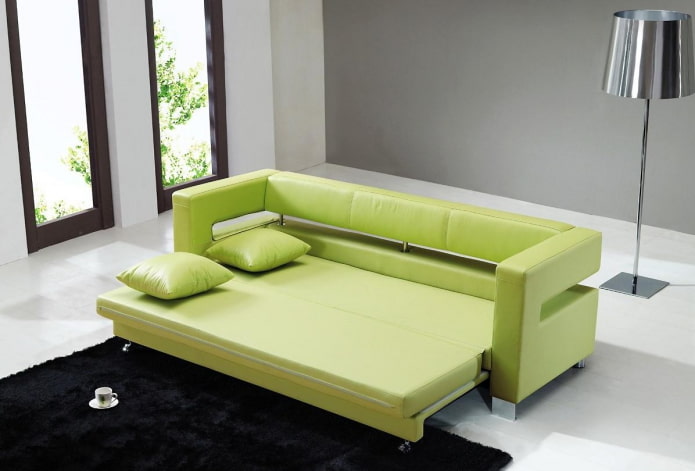 roll-out sofa in green in the interior roll-out sofa in green in the interior