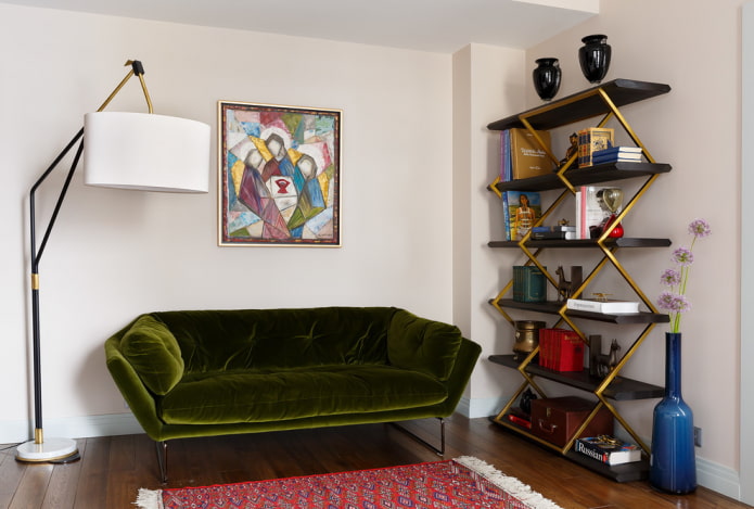 swamp-colored sofa in the interior swamp-colored sofa in the interior