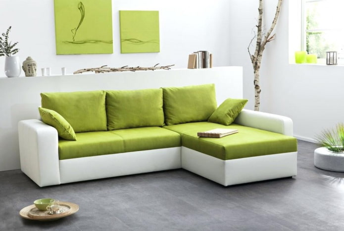 white-green sofa in the interior white-green sofa in the interior