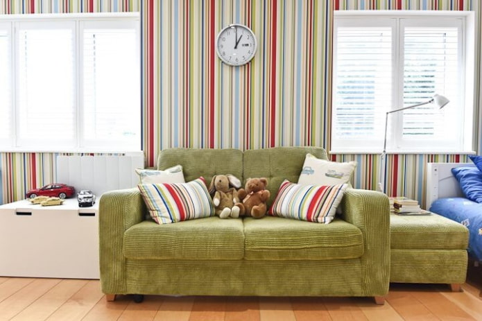 green sofa in the interior of the nursery green sofa in the interior of the nursery