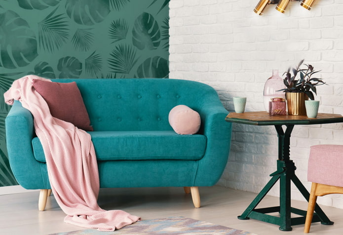 turquoise sofa combined with a plaid turquoise sofa combined with a plaid