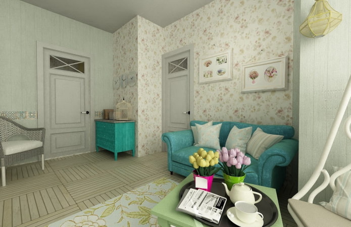 turquoise sofa in Provence style turquoise sofa in Provence style