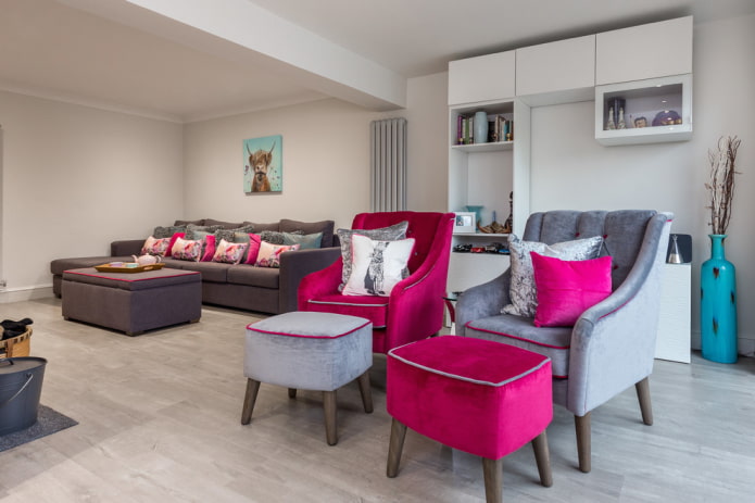 poufs on legs in the interior