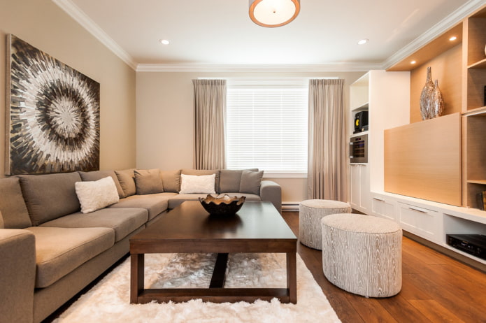 poufs in the interior of the living room