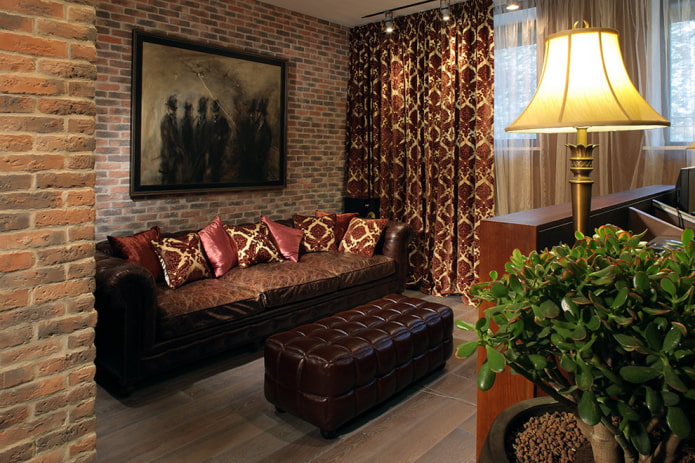 quilted pouf in the living room interior