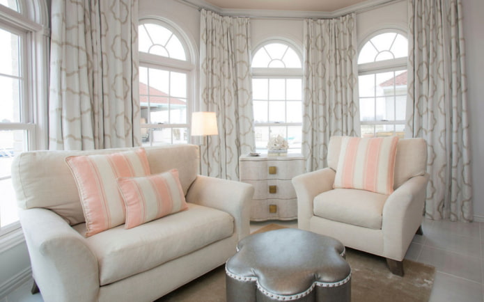 curly pouf in the interior of the living room