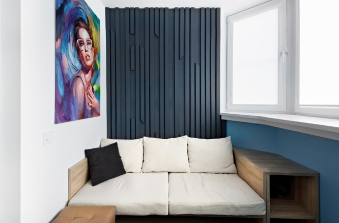 sofa in the interior of the loggia