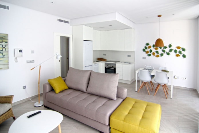 sofa model with an ottoman in the interior of the kitchen sofa model with an ottoman in the interior of the kitchen