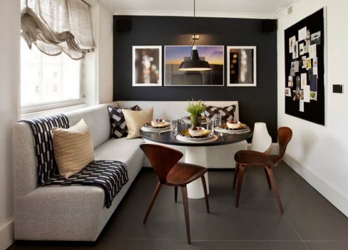 corner sofa in the interior of the kitchen