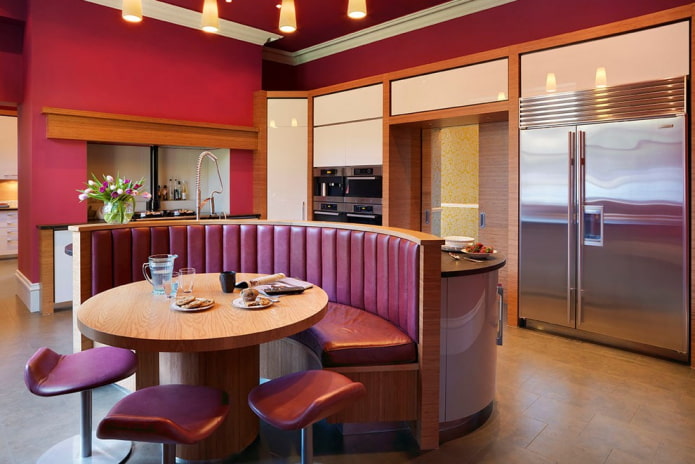 semicircular sofa in the interior of the kitchen