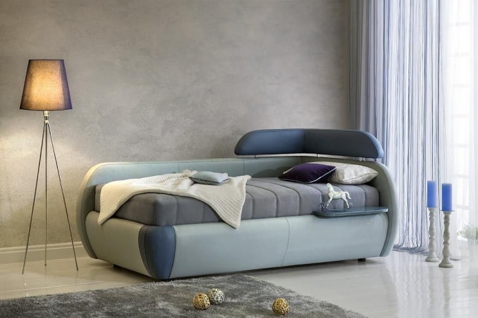 ottoman with leather upholstery in the interior