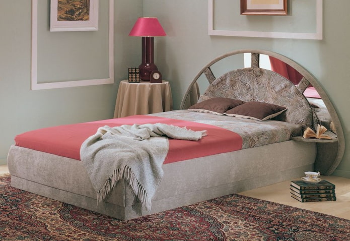 ottoman with a mirrored back in the interior