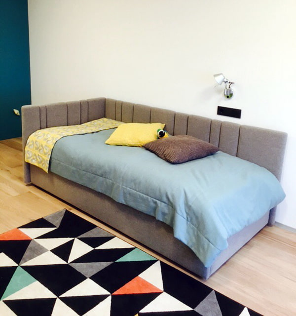 brown ottoman in the interior