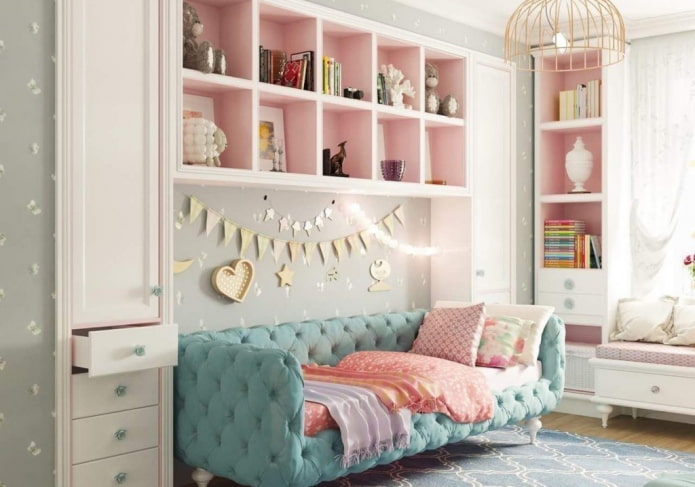 sofa with carriage coupler in the interior