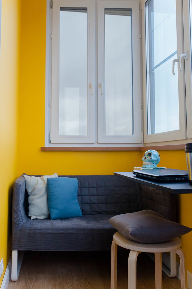 sofa in the interior of the balcony