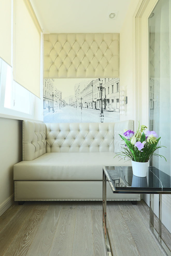 sofa in the interior of the balcony