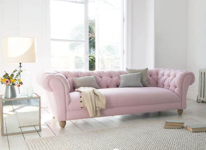 pink sofa in the interior