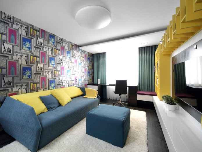 narrow sofa in the interior