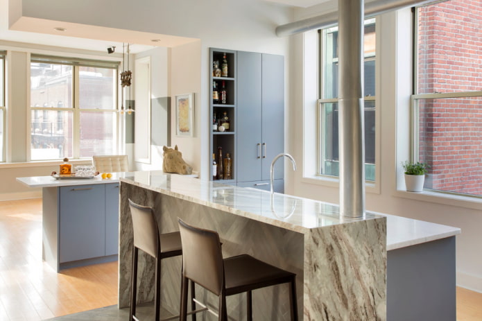 bar counter made of decorative stone in the interior bar counter made of decorative stone in the interior