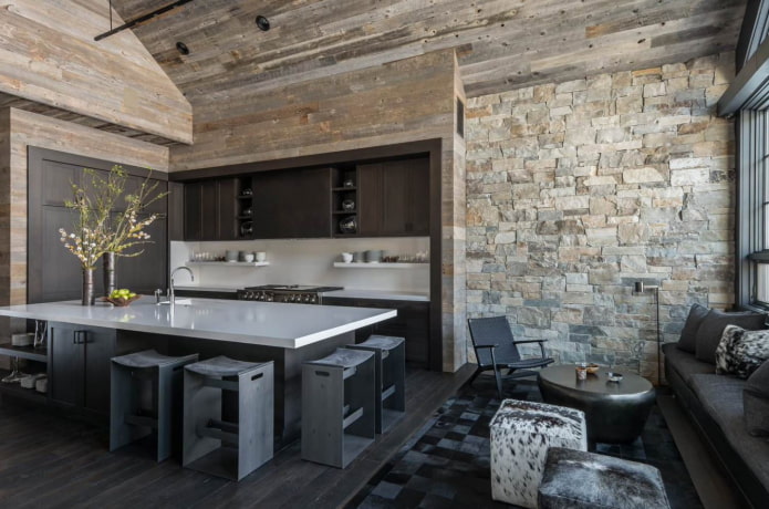 decorative stone finish with wood decorative stone finish with wood