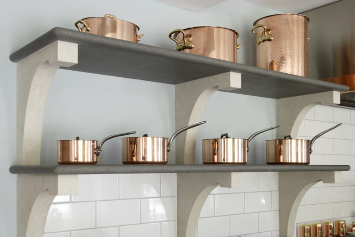 shelves made of decorative stone in the interior shelves made of decorative stone in the interior