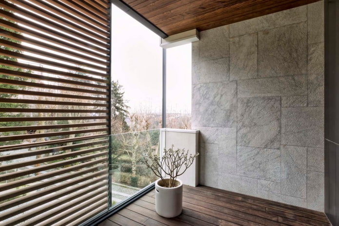 Porcelain stoneware on the loggia Porcelain stoneware on the loggia