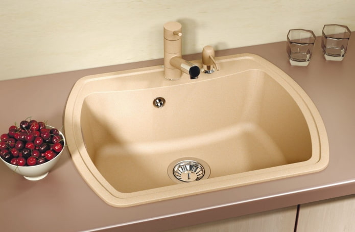 beige sink made of artificial stone in the interior beige sink made of artificial stone in the interior