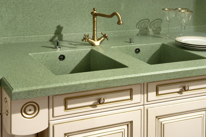 green sink made of artificial stone in the interior green sink made of artificial stone in the interior
