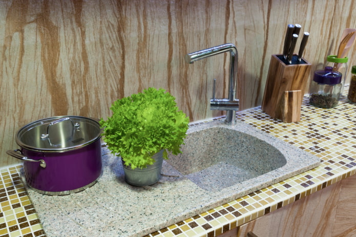 sink made of artificial stone in the interior of the kitchen sink made of artificial stone in the interior of the kitchen