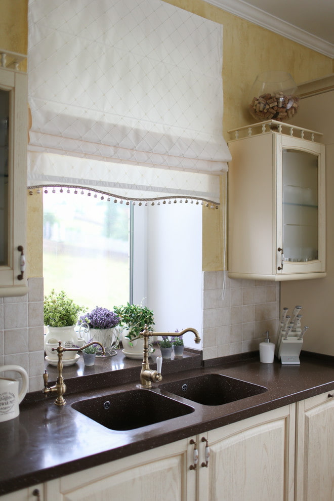 sink made of artificial stone in the interior of the kitchen sink made of artificial stone in the interior of the kitchen