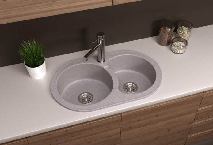 overhead sink made of artificial stone in the interior overhead sink made of artificial stone in the interior