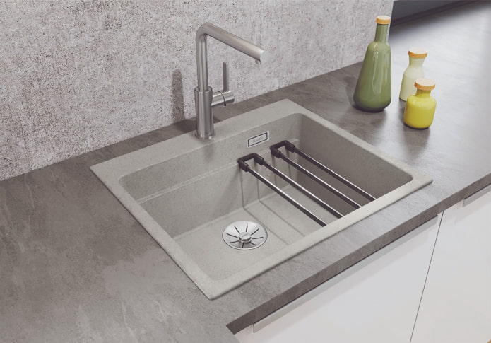 sink made of artificial stone in the interior of the kitchen sink made of artificial stone in the interior of the kitchen