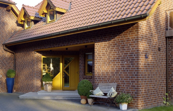 house facade with clinker tiles house facade with clinker tiles