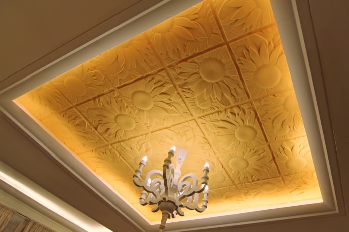 gypsum tiles on the ceiling in the interior gypsum tiles on the ceiling in the interior