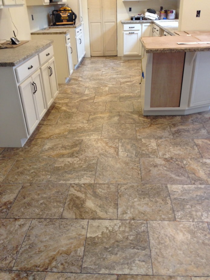 quartz-vinyl tiles under the stone