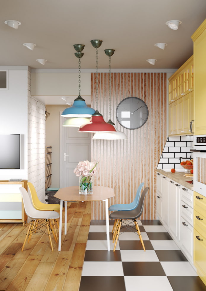 combination of laminate and tiles in the interior of the kitchen combination of laminate and tiles in the interior of the kitchen