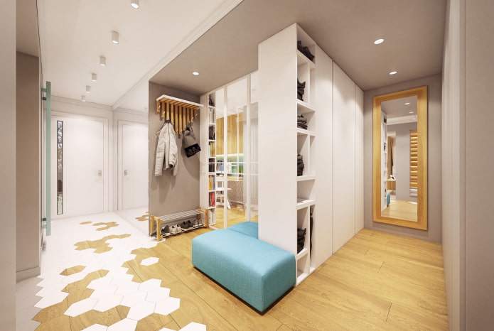 combination of laminate and tiles in the interior of the hallway combination of laminate and tiles in the interior of the hallway