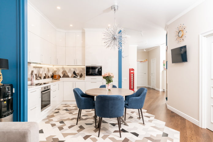 combination of laminate and tiles in the interior of the kitchen combination of laminate and tiles in the interior of the kitchen
