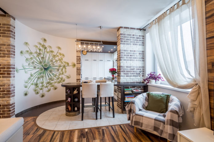 combination of laminate and tiles in the interior of the kitchen combination of laminate and tiles in the interior of the kitchen