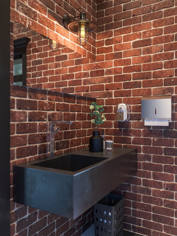 grout for tiles under a brick in the interior