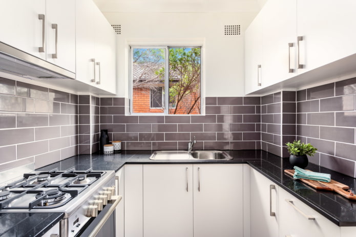 grout for tiles in the interior of the kitchen