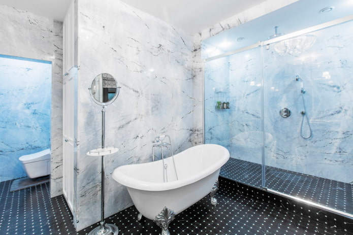 black floor tiles in the interior