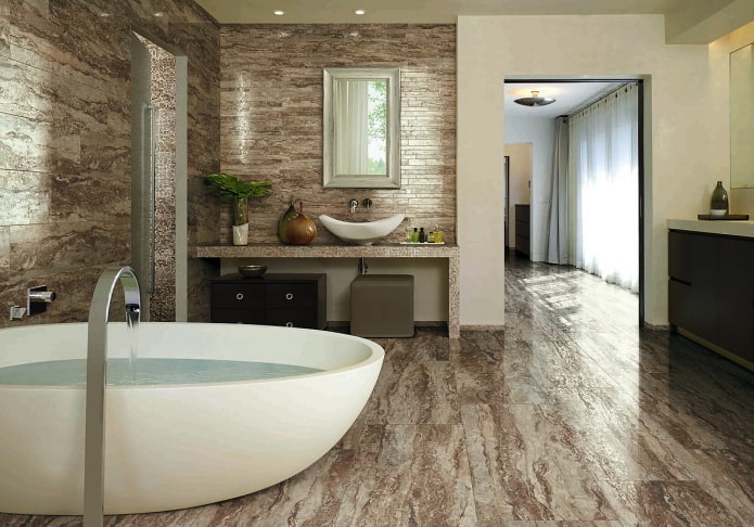 stone effect floor tiles in the interior